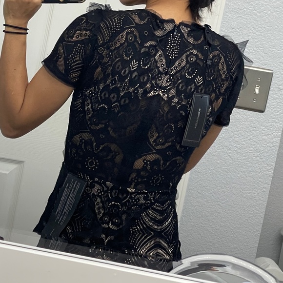 BCBGMAXAZRIA Black Lace Dress w Ruffles - Picture 13 of 16